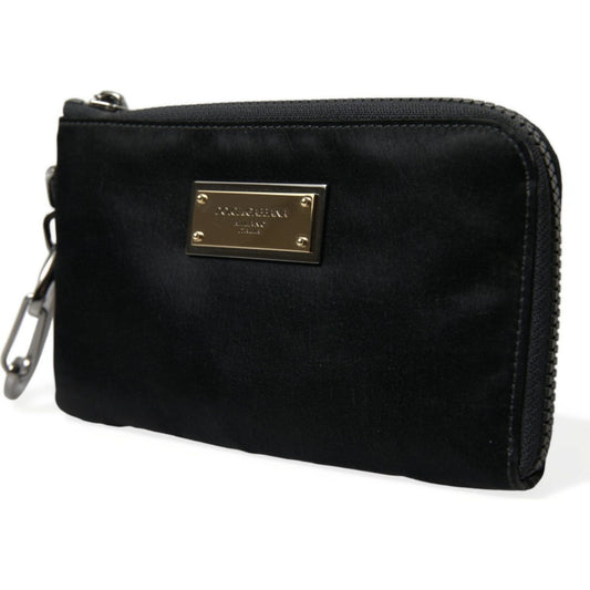 Dolce & Gabbana Elite Black Nylon & Leather Pouch with Logo Detail Dolce & Gabbana