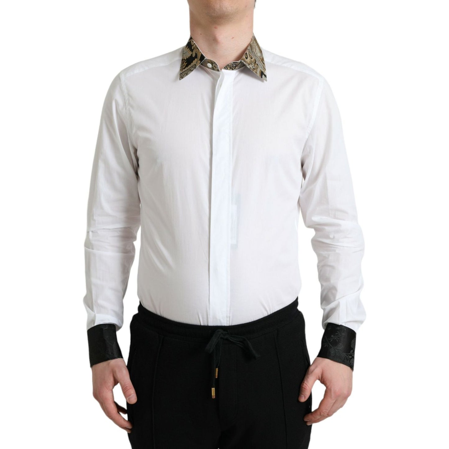 Dolce & Gabbana Elegant Gold Detail Dress Shirt Dolce & Gabbana