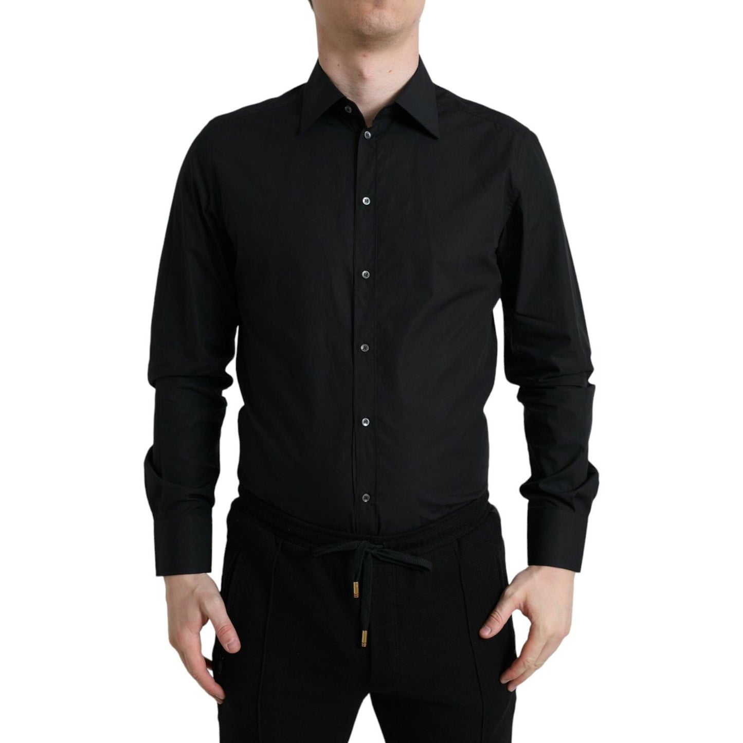 Dolce & Gabbana Sleek Black Slim Fit Italian Dress Shirt Dolce & Gabbana