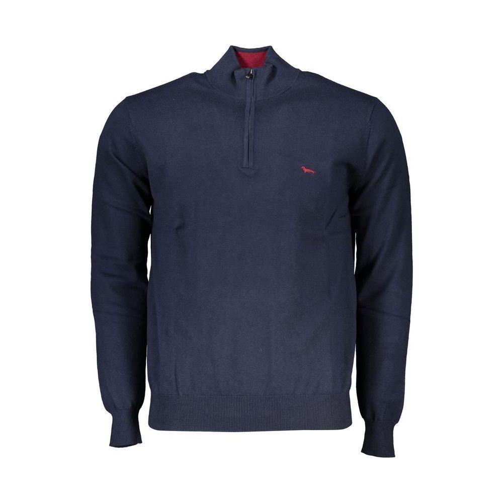 Harmont & Blaine Chic Half-Zip Blue Sweater with Embroidery Detail Harmont & Blaine