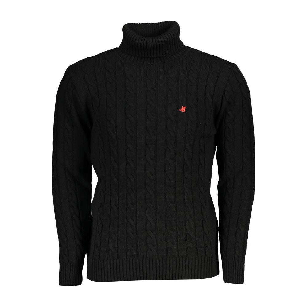 U.S. Grand Polo Elegant Black Turtleneck Twisted Sweater U.S. Grand Polo