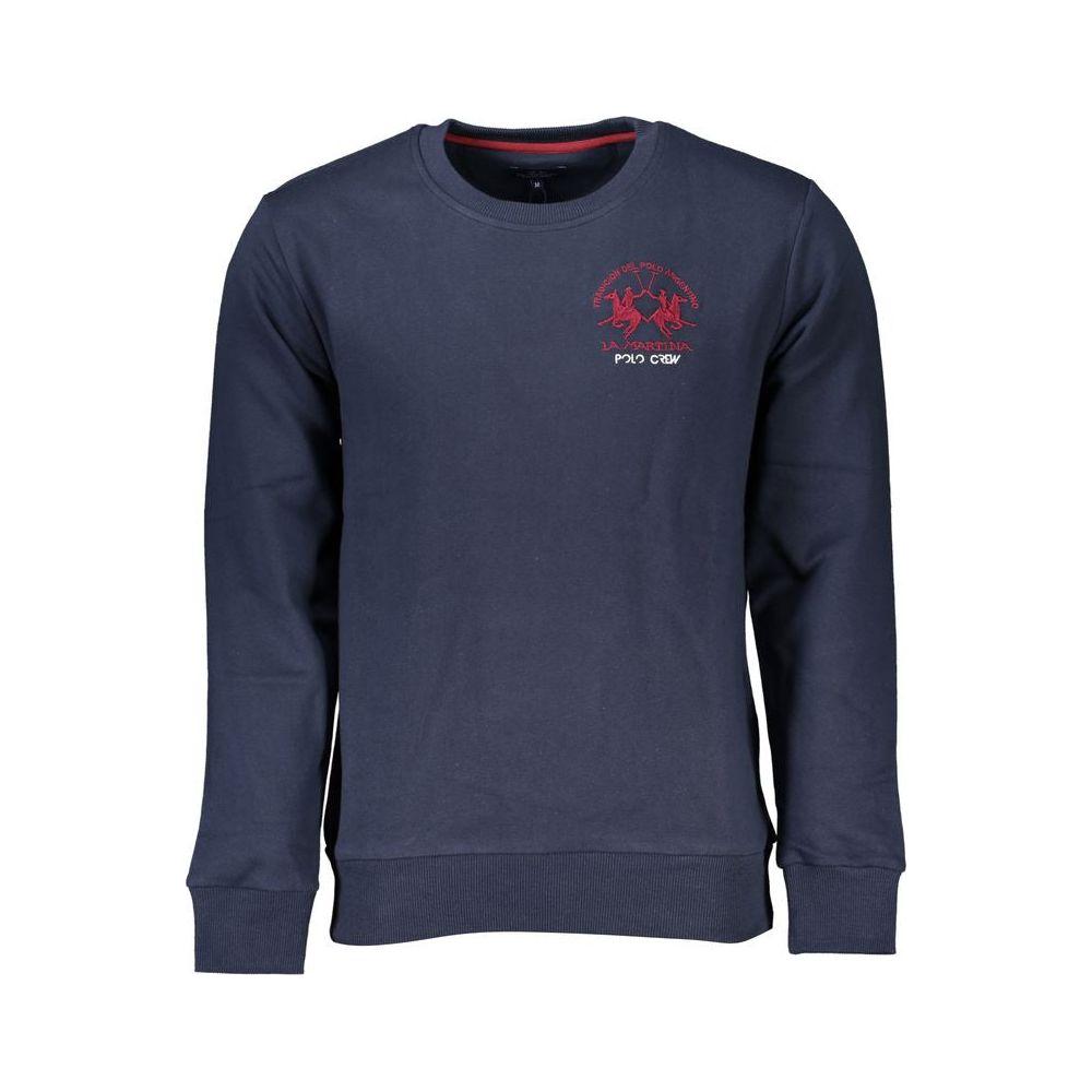 La Martina Chic Blue Crew Neck Embroidered Sweatshirt La Martina