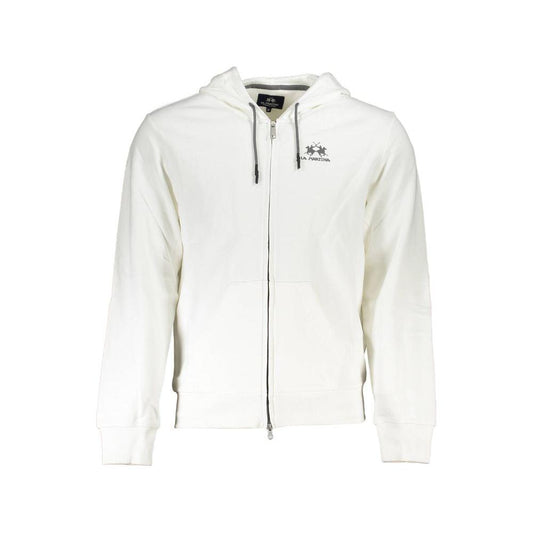 La Martina Elegant White Hooded Sweatshirt for Men La Martina