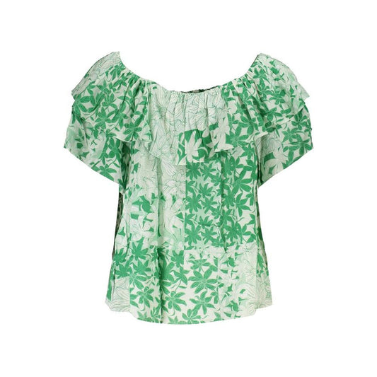 Desigual Green Boho Chic Patterned Tee with Logo Desigual