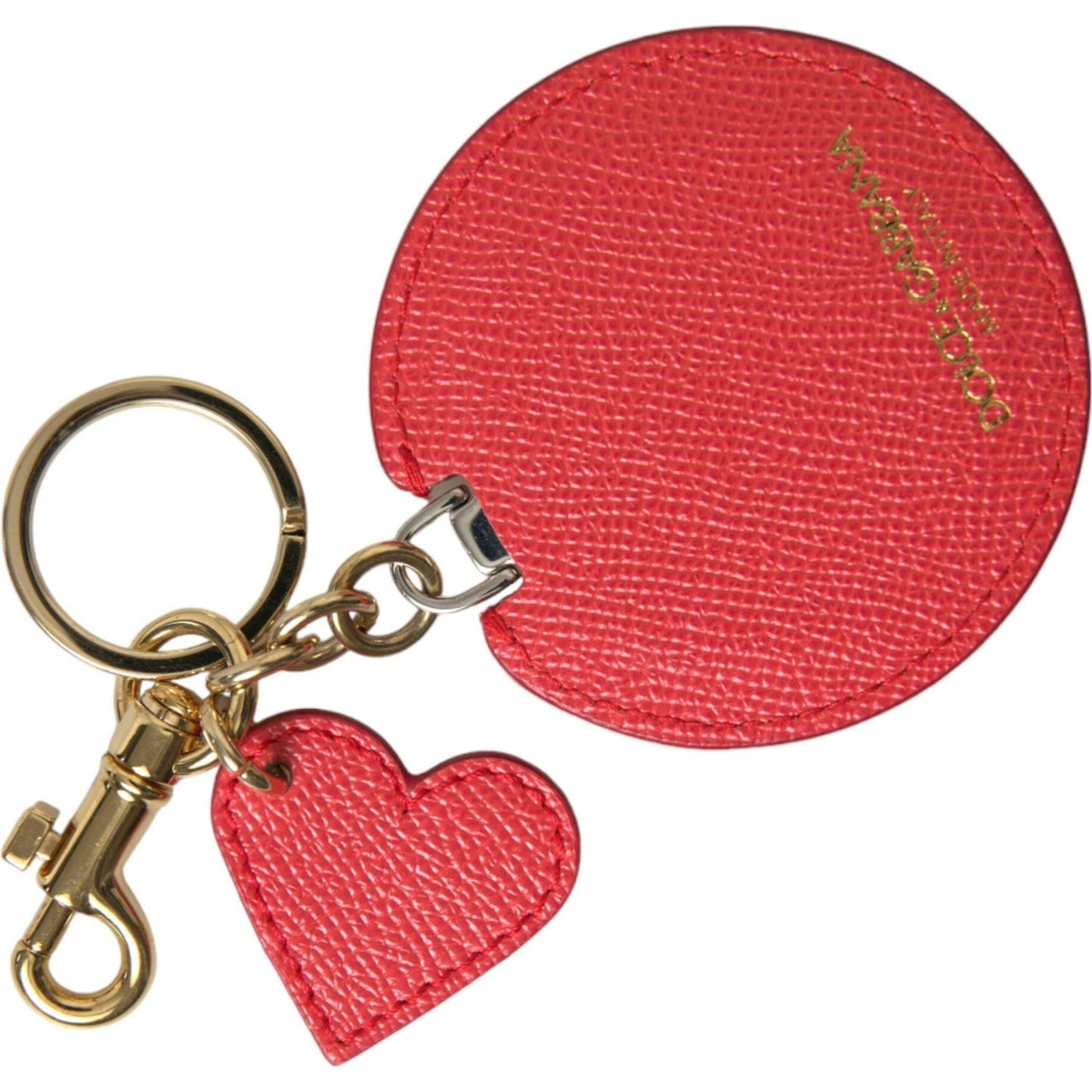 Dolce & Gabbana Elegant Red Leather Keychain with Gold Accents Dolce & Gabbana