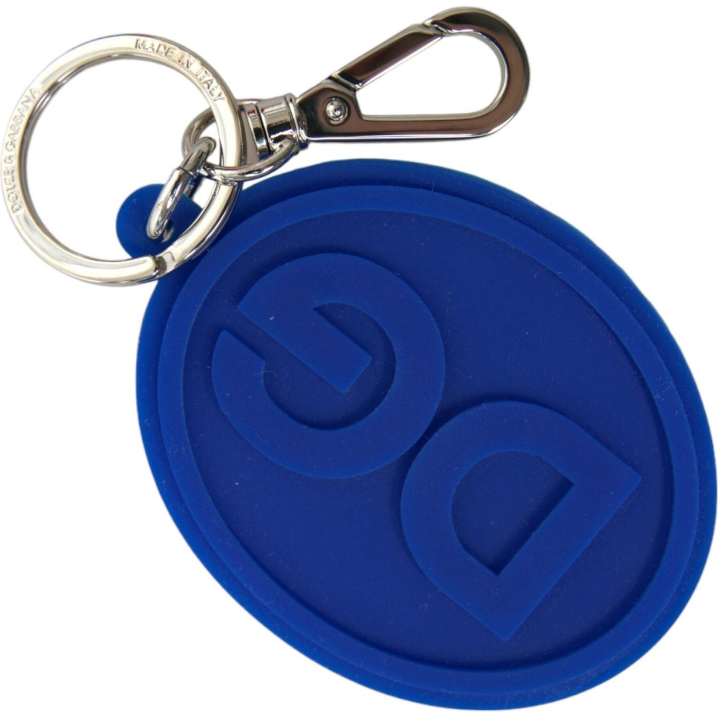 Dolce & Gabbana Elegant Blue Rubber Keychain with Brass Accents Dolce & Gabbana