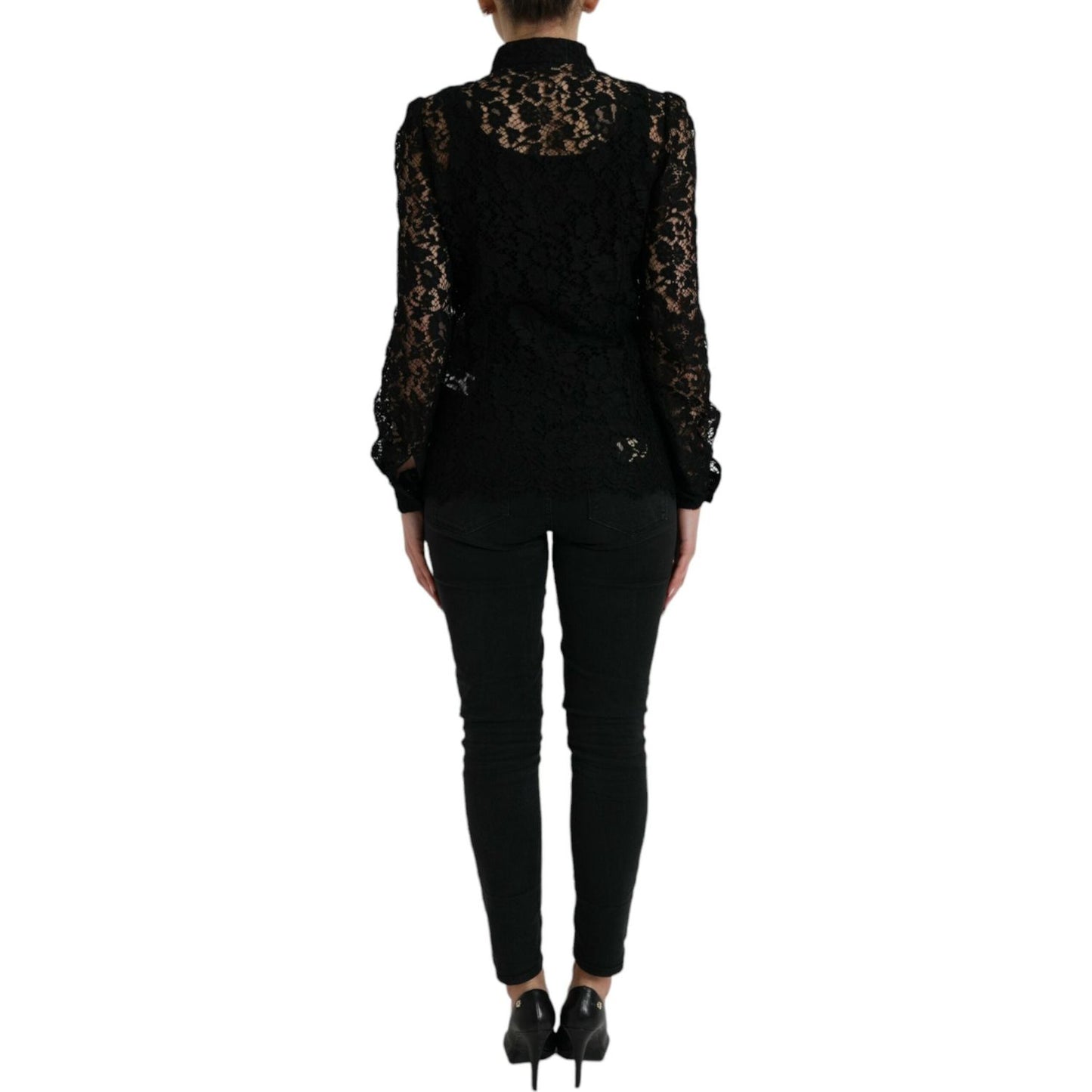 Dolce & Gabbana Elegant Floral Lace Blouse Top Dolce & Gabbana