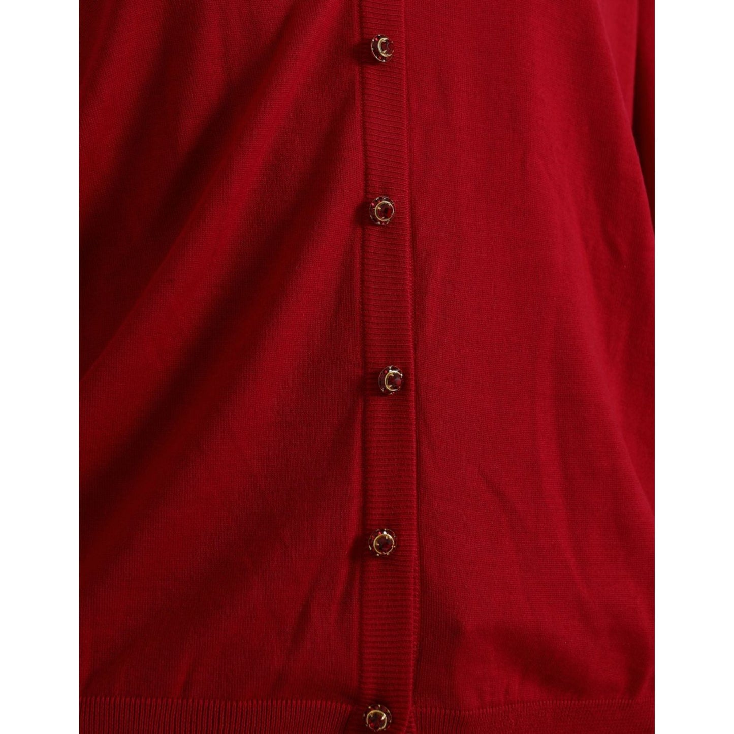 Dolce & Gabbana Elegant Red V-Neck Wool Cardigan Dolce & Gabbana