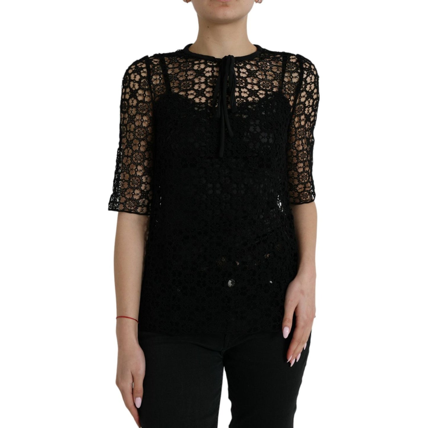 Dolce & Gabbana Elegant Floral Lace Blouse Top Dolce & Gabbana