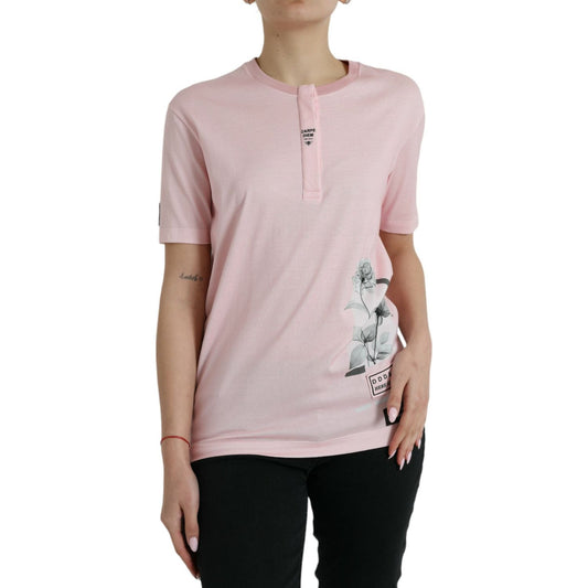 Dolce & Gabbana Chic Pink Floral Cotton Tee Dolce & Gabbana