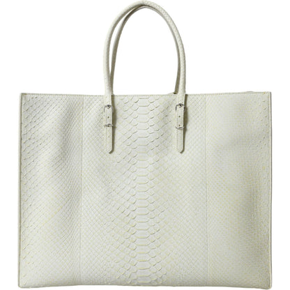 Balenciaga White Yellow Exotic Skin Leather Shopping Tote PAPIER Bag Balenciaga