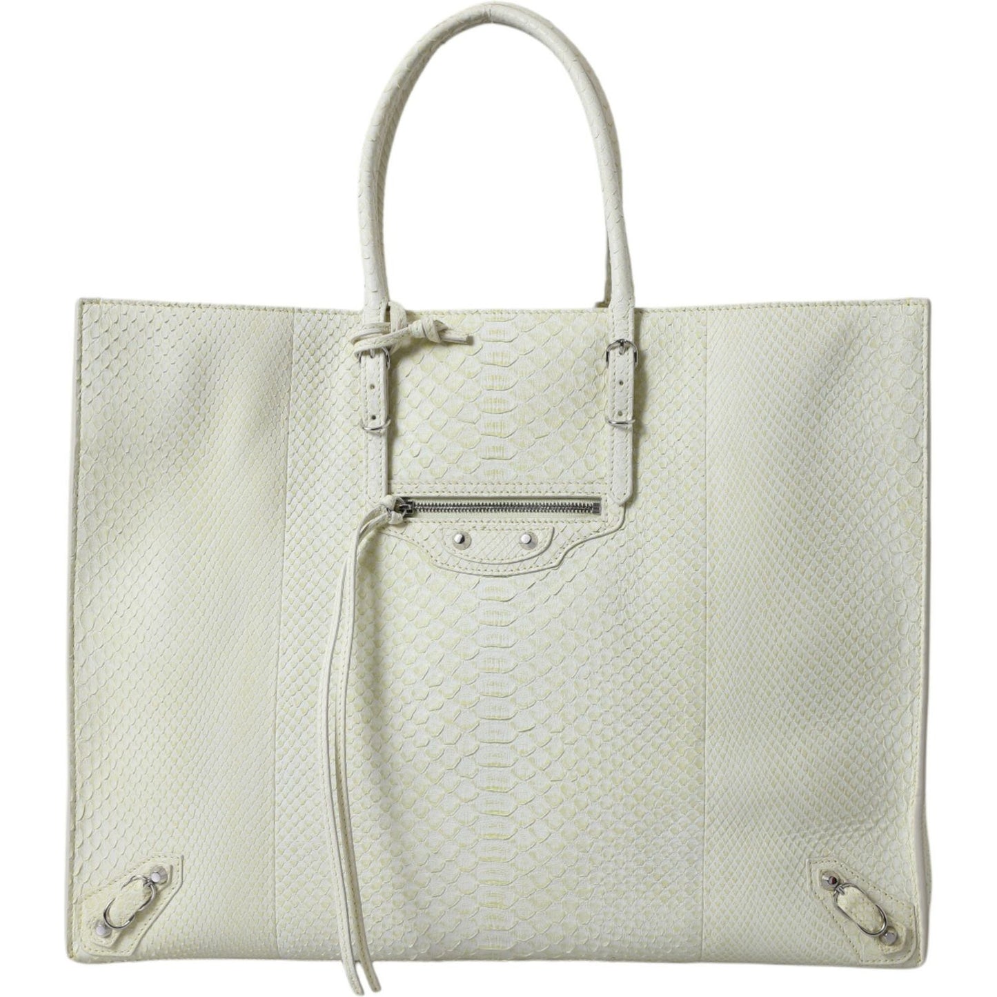 Balenciaga White Yellow Exotic Skin Leather Shopping Tote PAPIER Bag Balenciaga