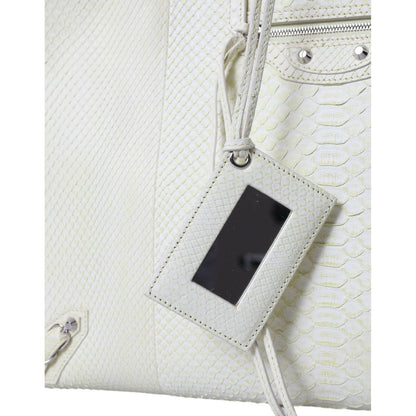 Balenciaga White Yellow Exotic Skin Leather Shopping Tote PAPIER Bag Balenciaga