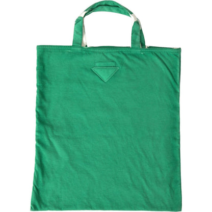 Prada Green Jersey Fabric Logo Shoulder Shopping Tote Shopping Bag Prada