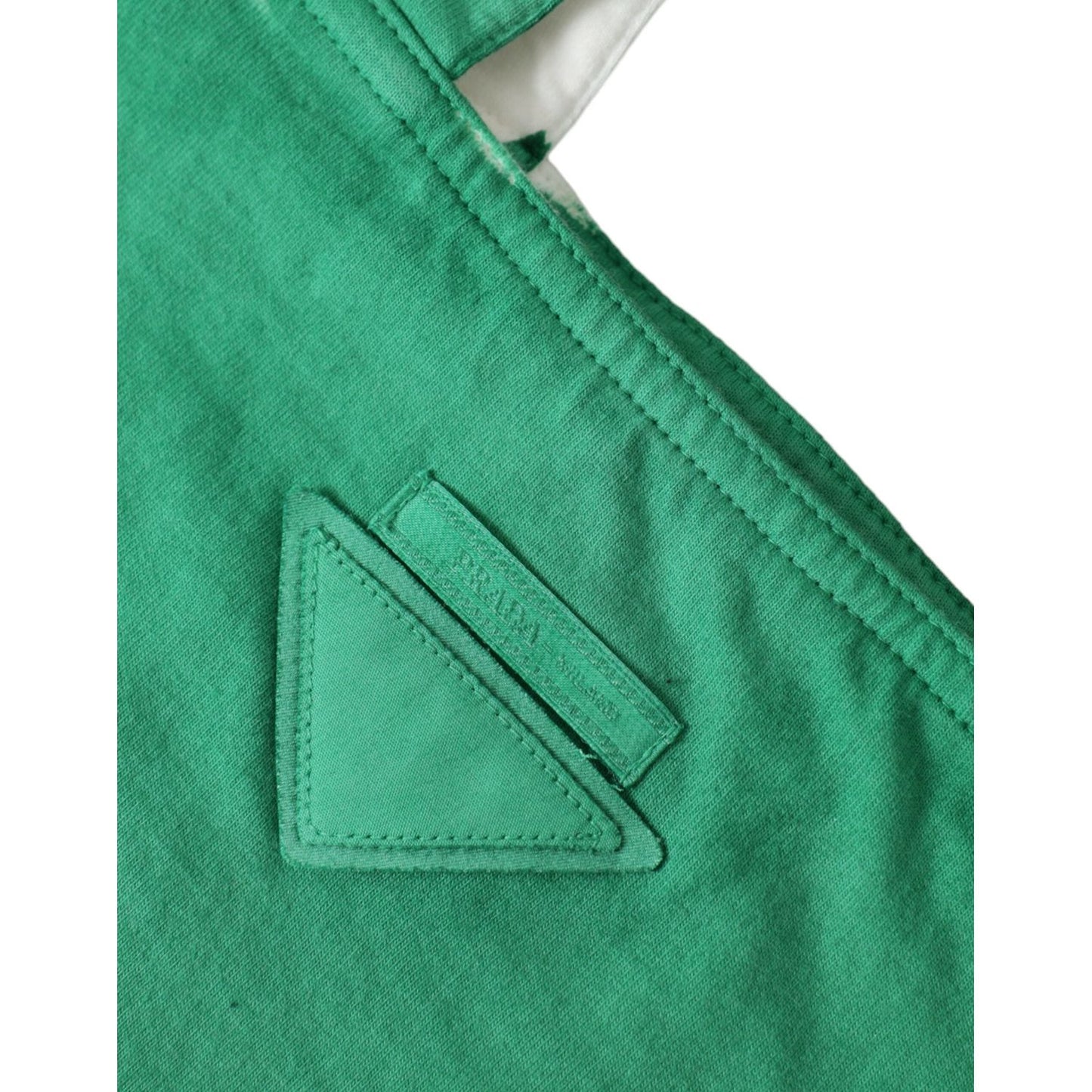 Prada Green Jersey Fabric Logo Shoulder Shopping Tote Shopping Bag Prada