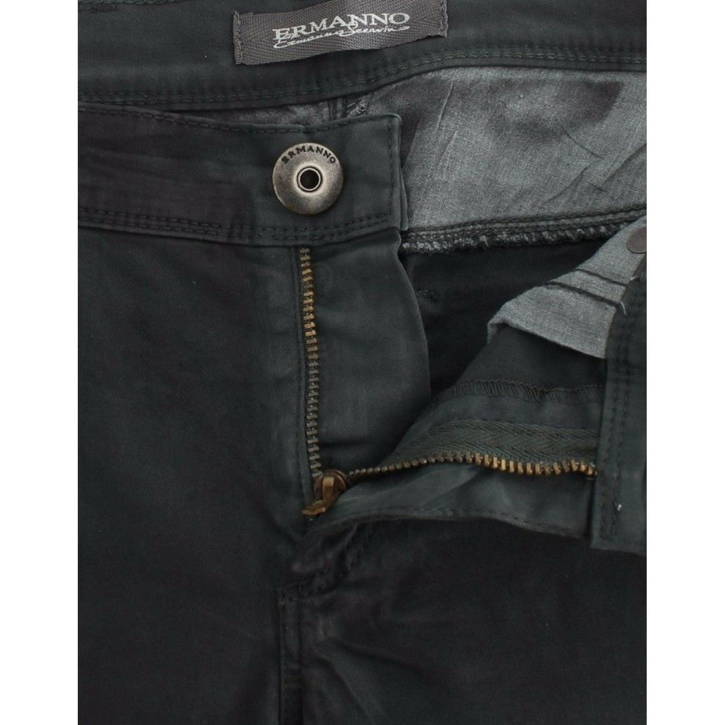 Ermanno Scervino Elegant Dark Green Slim Fit Jeans Ermanno Scervino