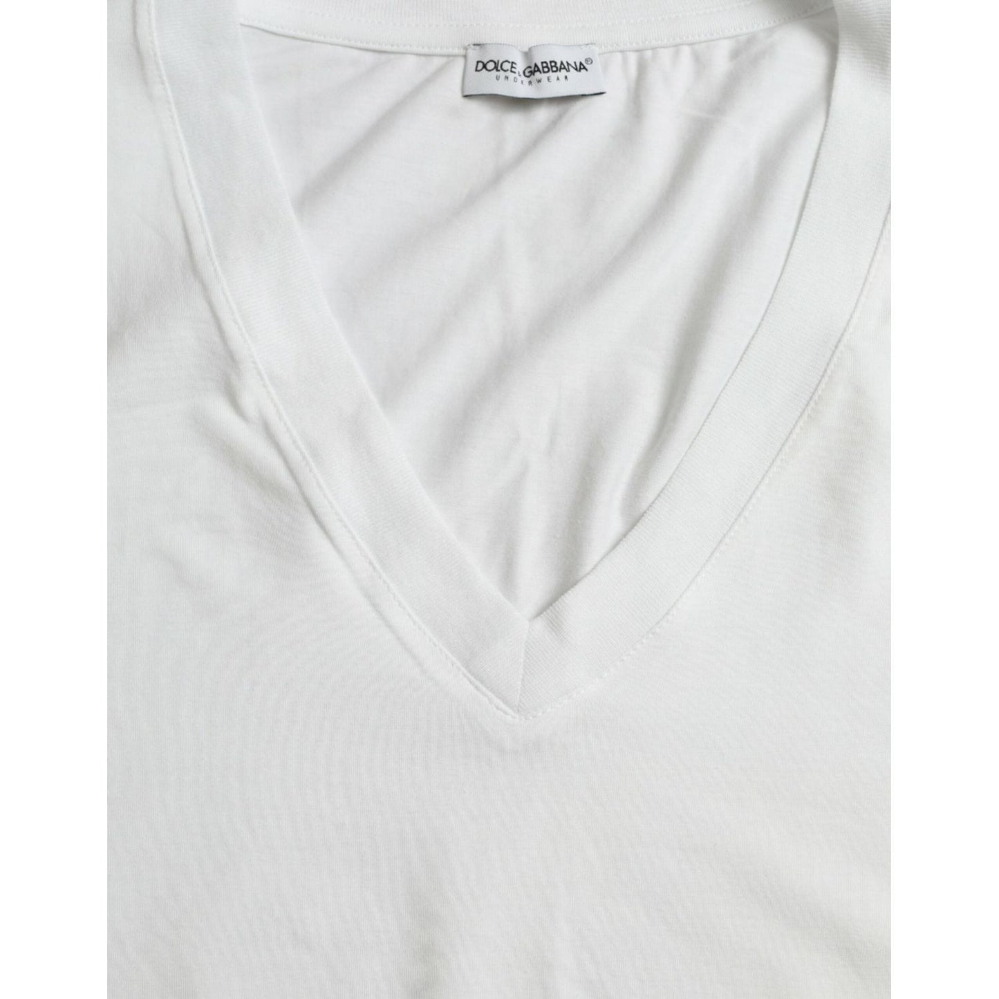 Dolce & Gabbana White Cotton V-neck Short Sleeve Underwear T-shirt Dolce & Gabbana