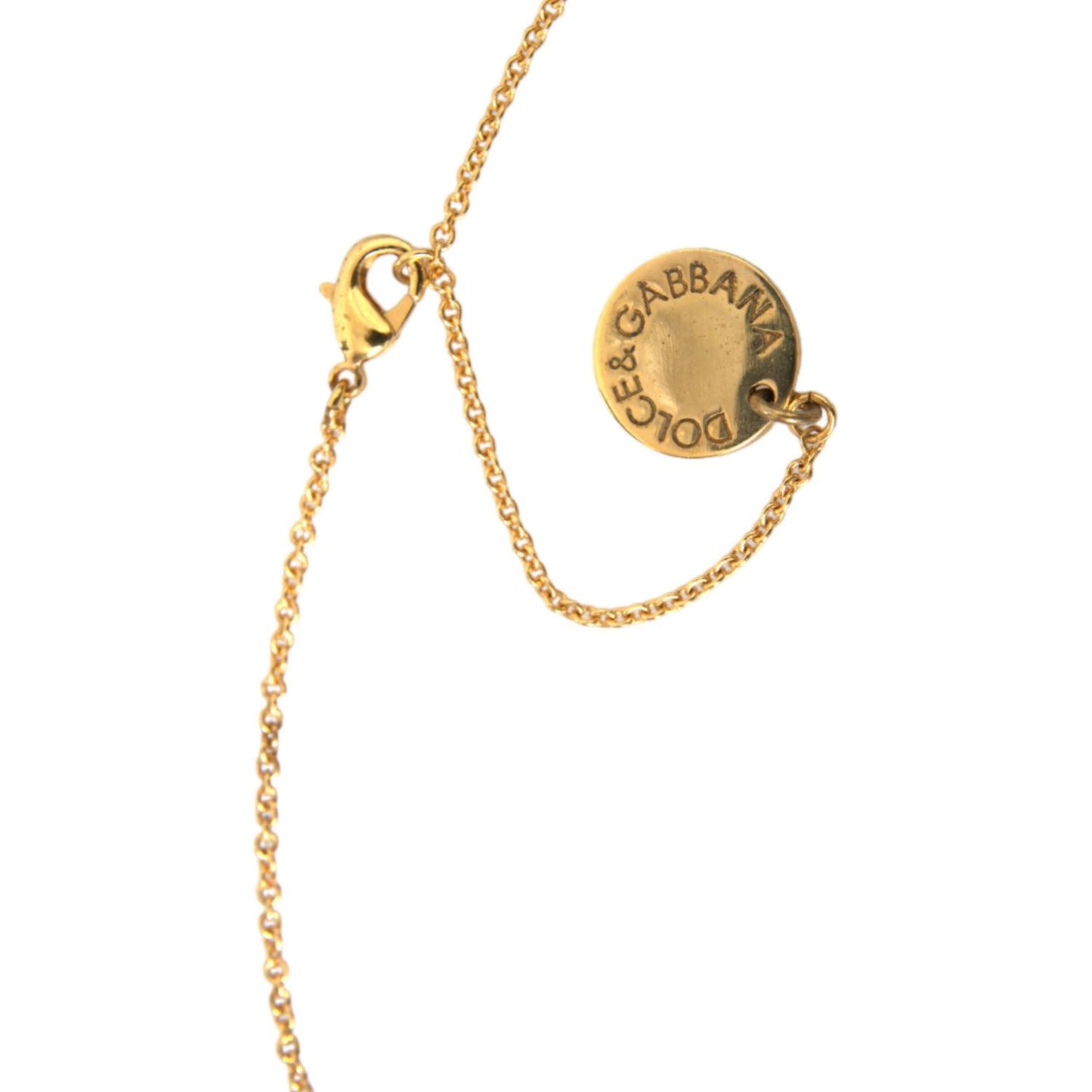 Dolce & Gabbana Gold Brass Chain Dog Heart Pendant Charm Necklace Necklace Dolce & Gabbana