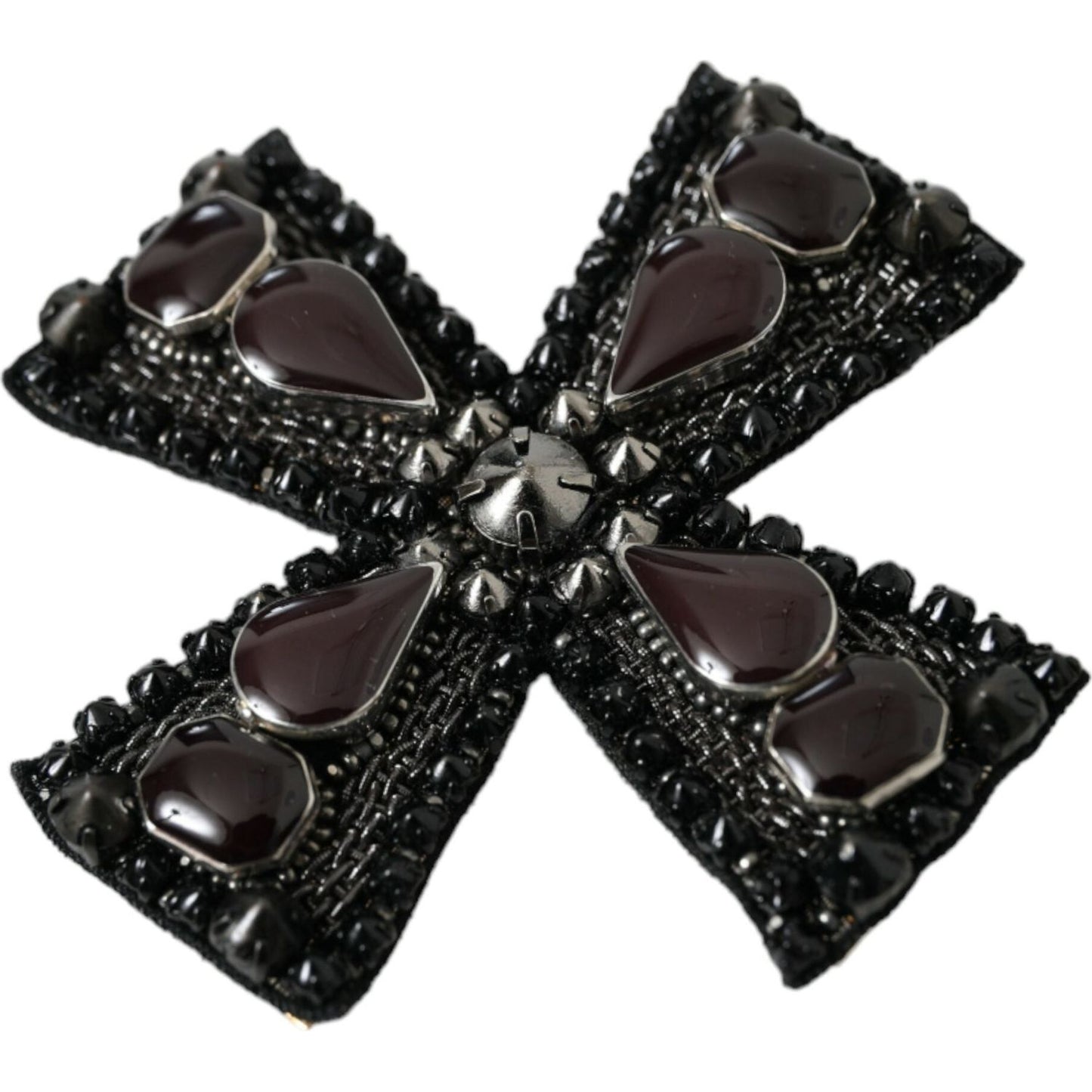 Dolce & Gabbana Black Crystals Embellished Cross Pin Brooch Brooch Dolce & Gabbana