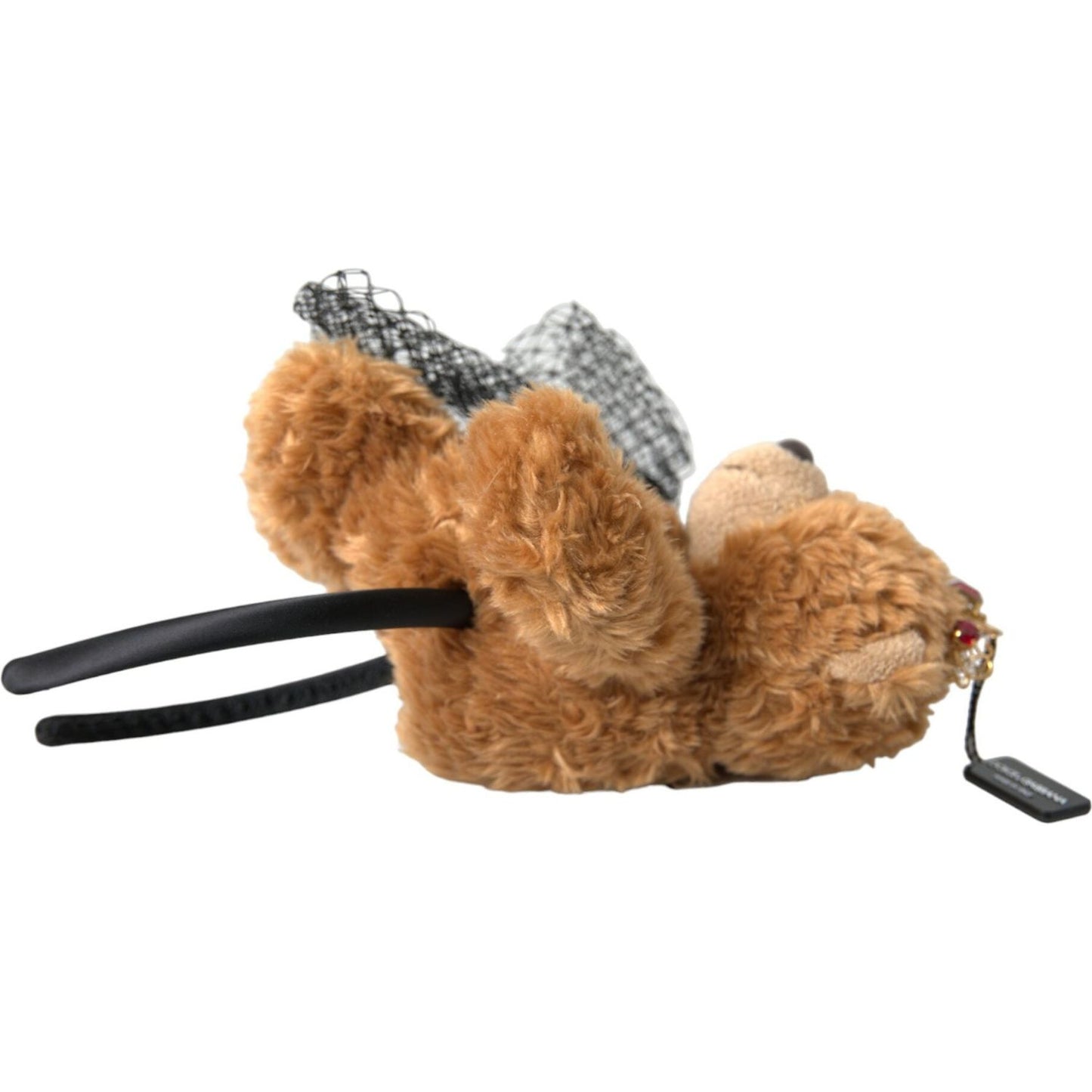 Dolce & Gabbana Brown Teddy Bear Gold Crystal Crown Hair Band Diadem Dolce & Gabbana