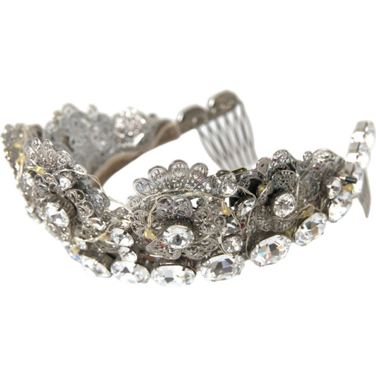 Dolce & Gabbana Silver Brass STRASS Crystal Crown Tiara LED Diadem Dolce & Gabbana