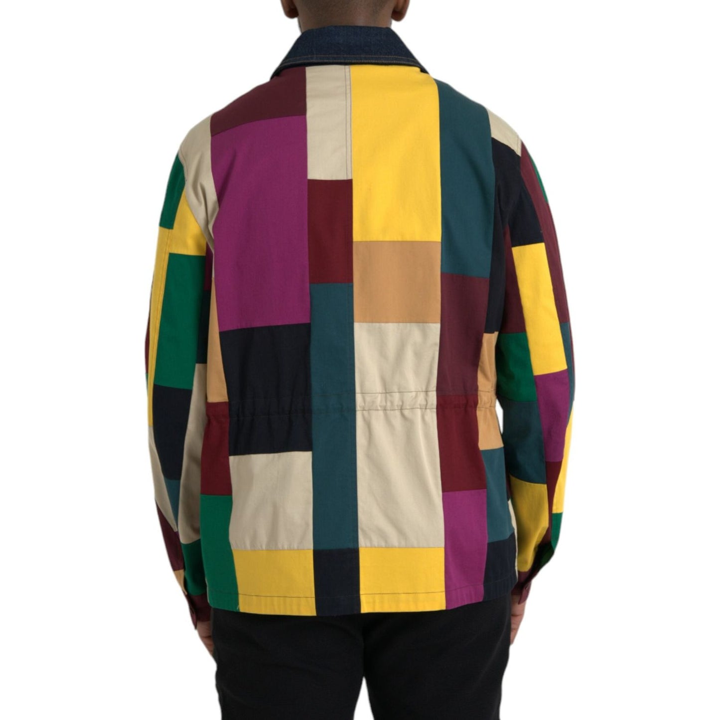 Dolce & Gabbana Multicolor Patchwork Cotton Collared Jacket Dolce & Gabbana