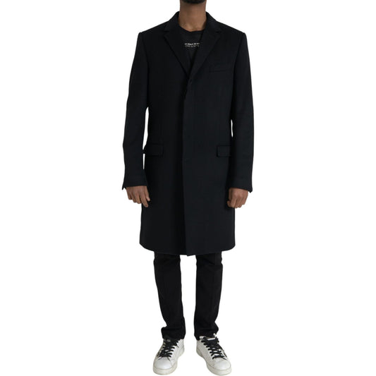 Dolce & Gabbana Black Wool Cashmere Trench Coat Jacket Dolce & Gabbana