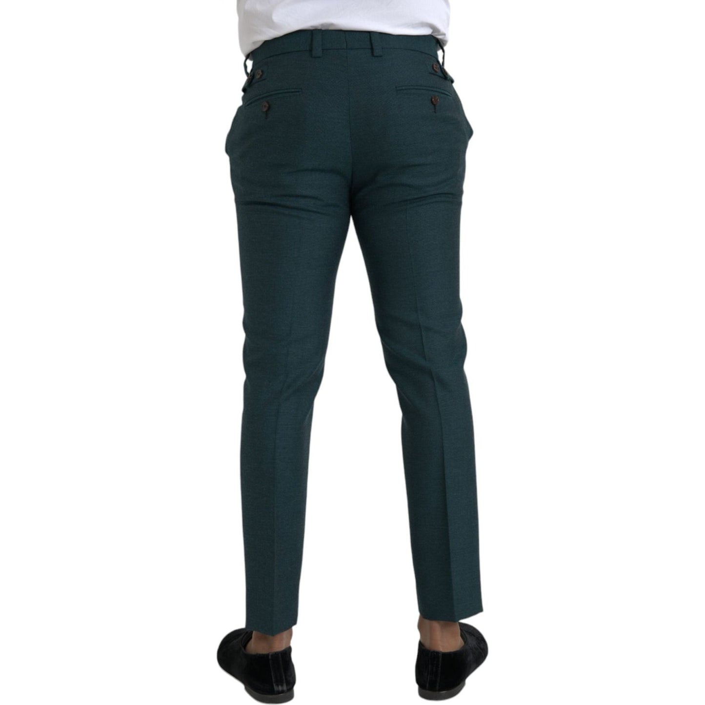 Dolce & Gabbana Green Wool Skinny Slim Dress Pants Dolce & Gabbana