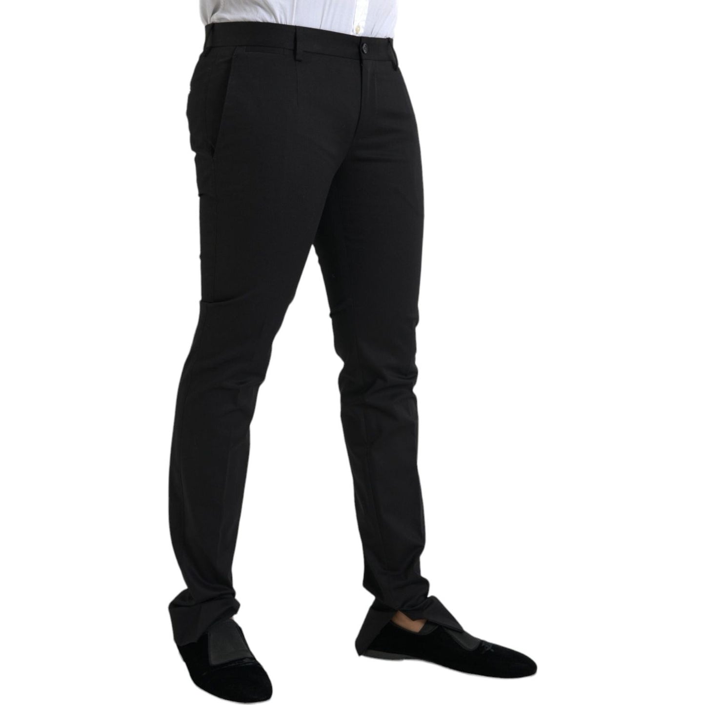 Dolce & Gabbana Black Cotton Stretch Skinny Dress Pants Dolce & Gabbana