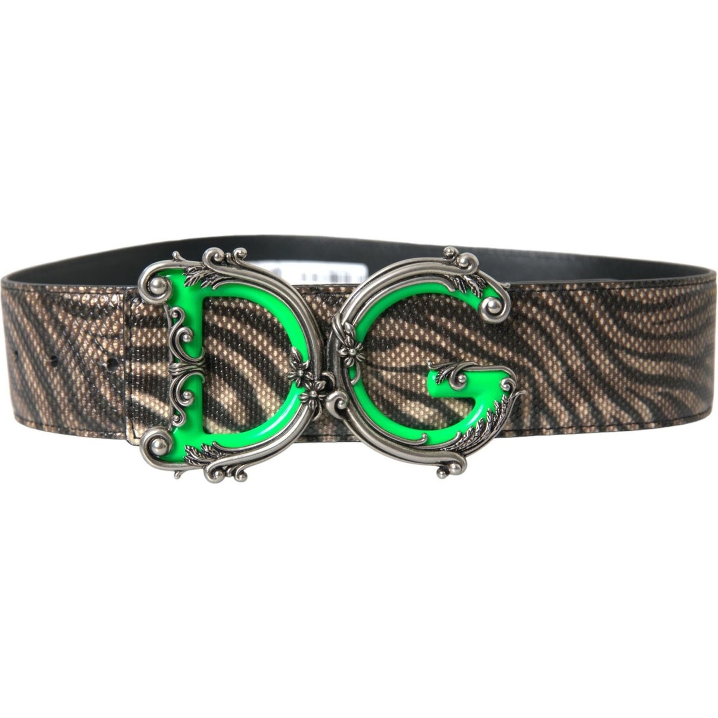 Dolce & Gabbana Brown Zebra Leather Metal Logo Buckle Belt Dolce & Gabbana