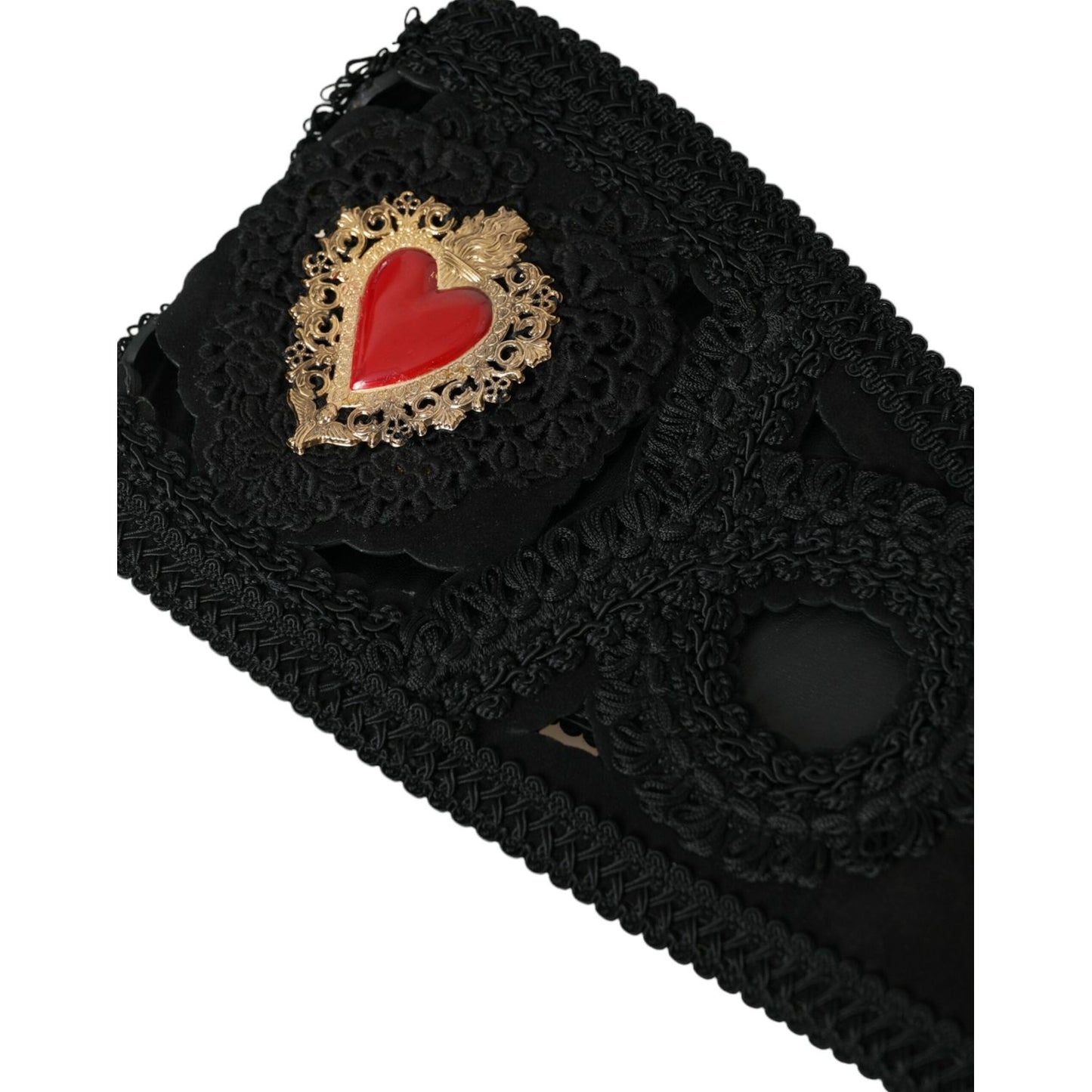 Dolce & Gabbana Black Canvas Embellished Waist Women Belt Dolce & Gabbana