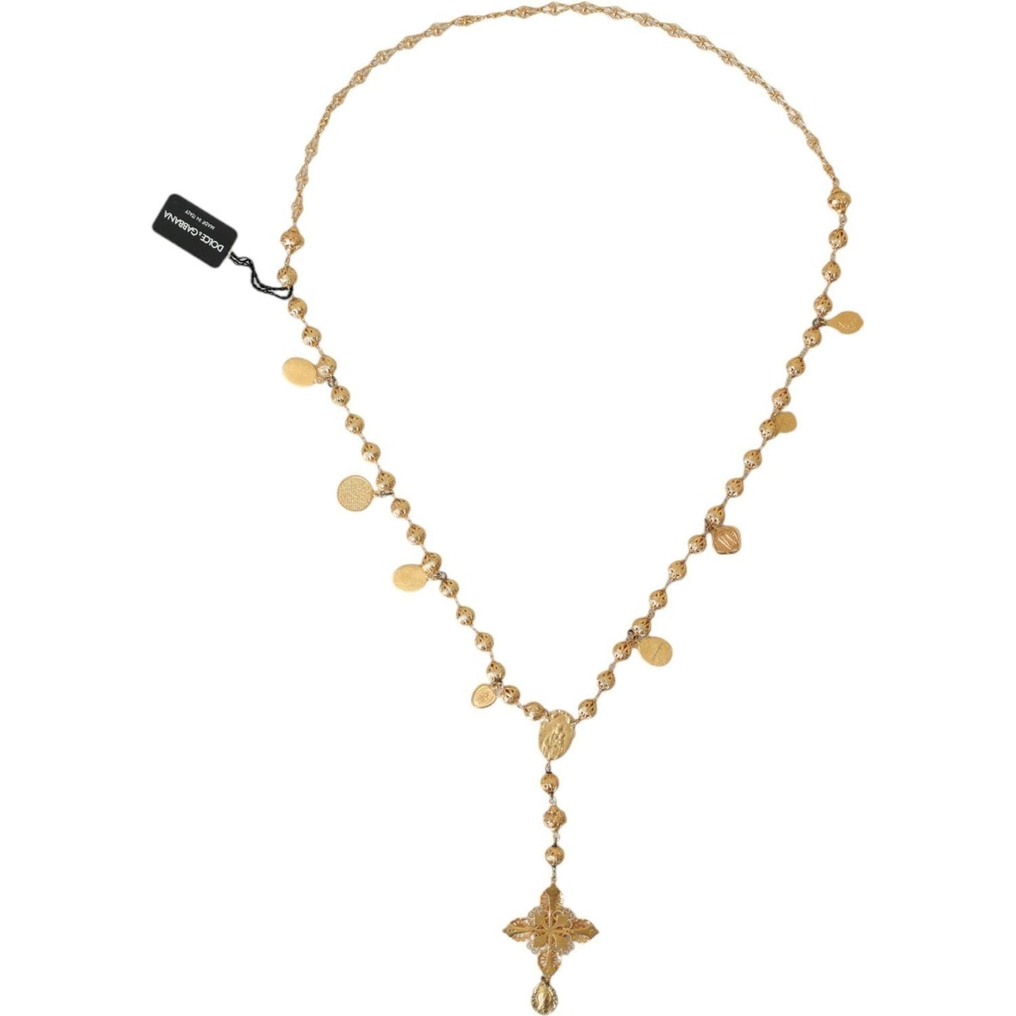 Dolce & Gabbana Gold Tone Chain Brass Beaded Statement Sicily Necklace Necklace Dolce & Gabbana