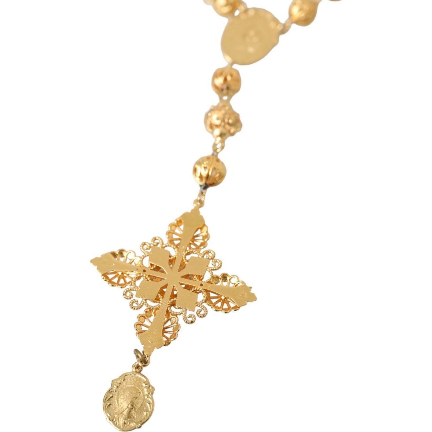 Dolce & Gabbana Gold Tone Chain Brass Beaded Statement Sicily Necklace Necklace Dolce & Gabbana