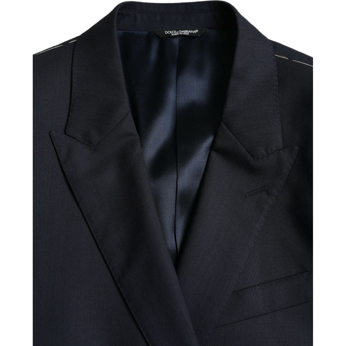 Dolce & Gabbana Dark Blue Wool Single Breasted Coat Blazer Dolce & Gabbana