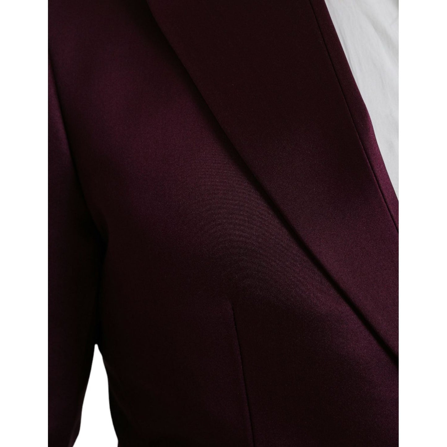 Dolce & Gabbana Maroon Silk Single Breasted Coat Blazer Dolce & Gabbana