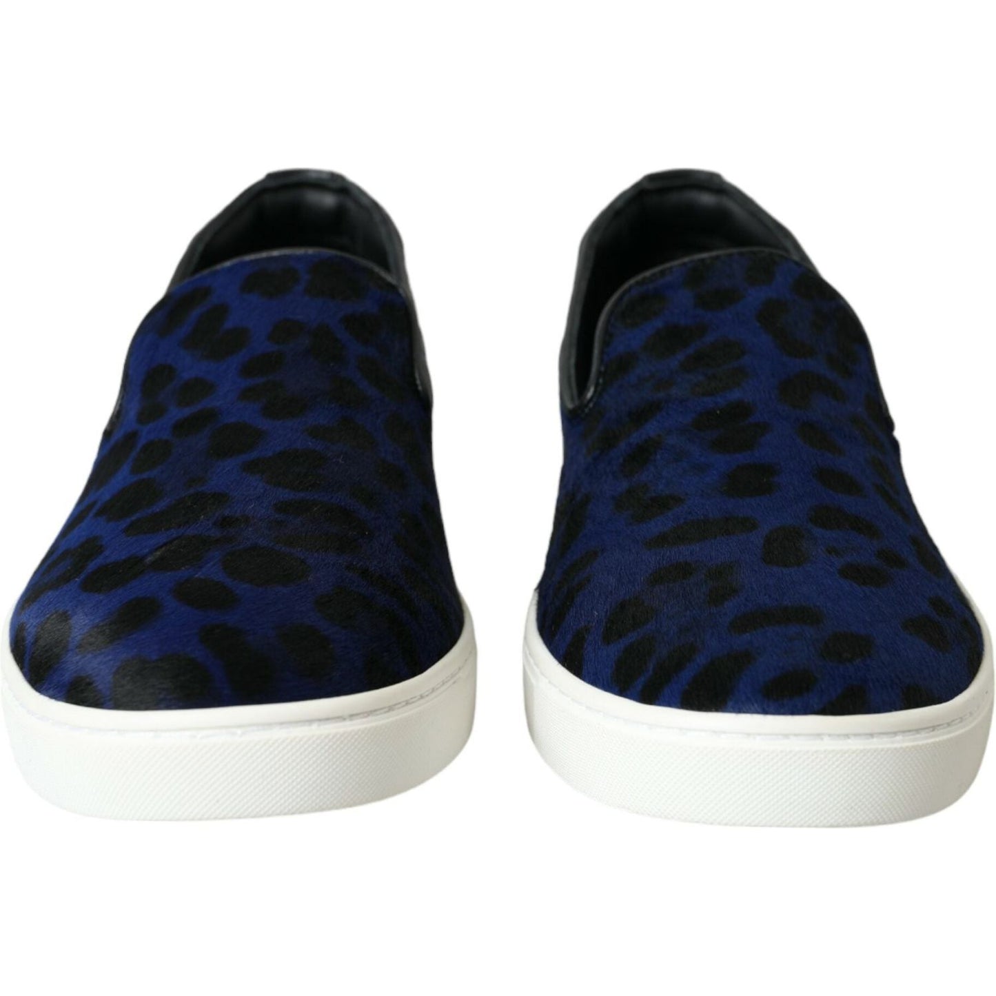 Dolce & Gabbana Blue Calfskin Hair Leopard Sneakers Shoes Dolce & Gabbana