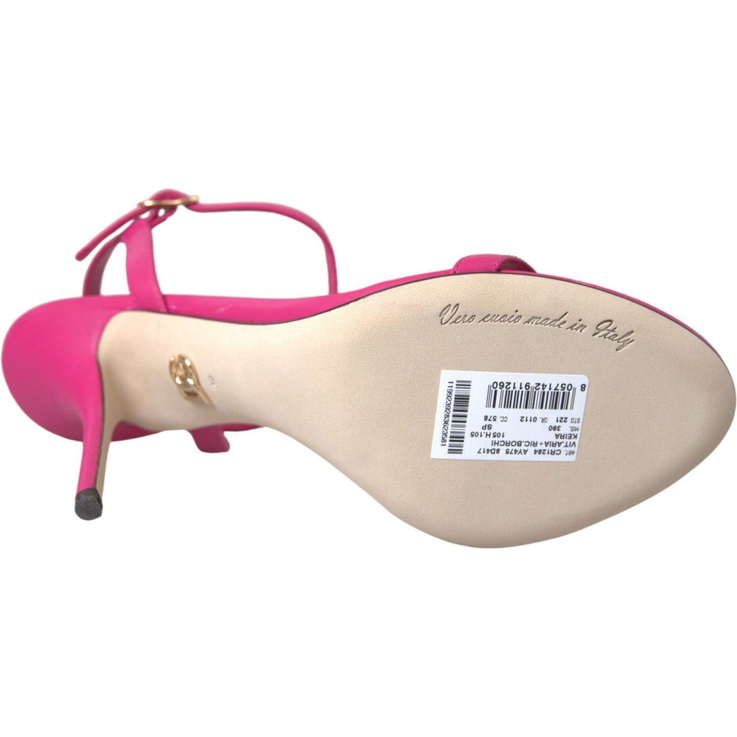 Dolce & Gabbana Pink Embellished Leather Sandals Heels Shoes Dolce & Gabbana