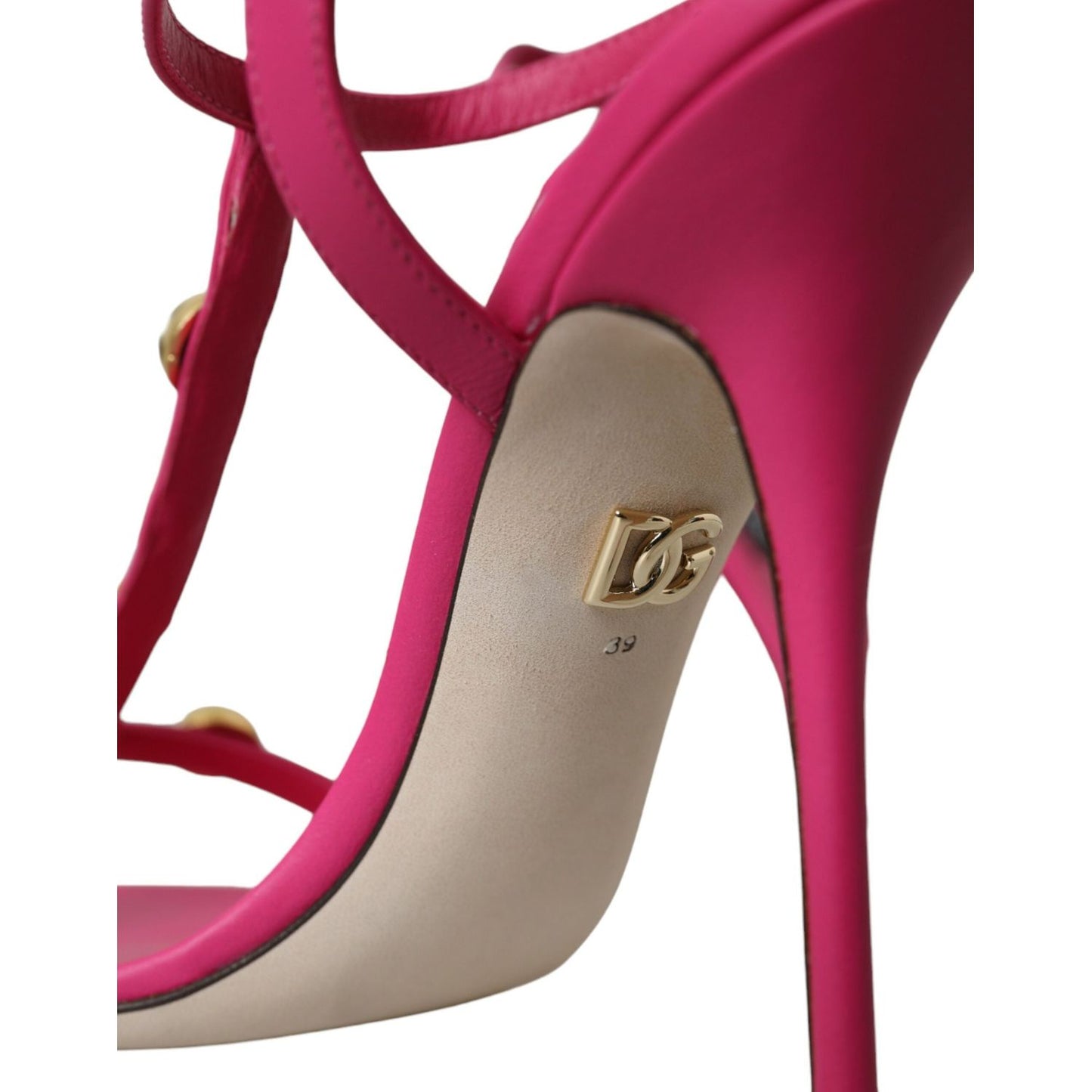 Dolce & Gabbana Pink Embellished Leather Sandals Heels Shoes Dolce & Gabbana