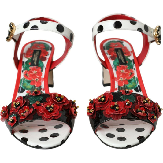 Dolce & Gabbana Multicolor Floral Crystal Leather Sandals Shoes Dolce & Gabbana