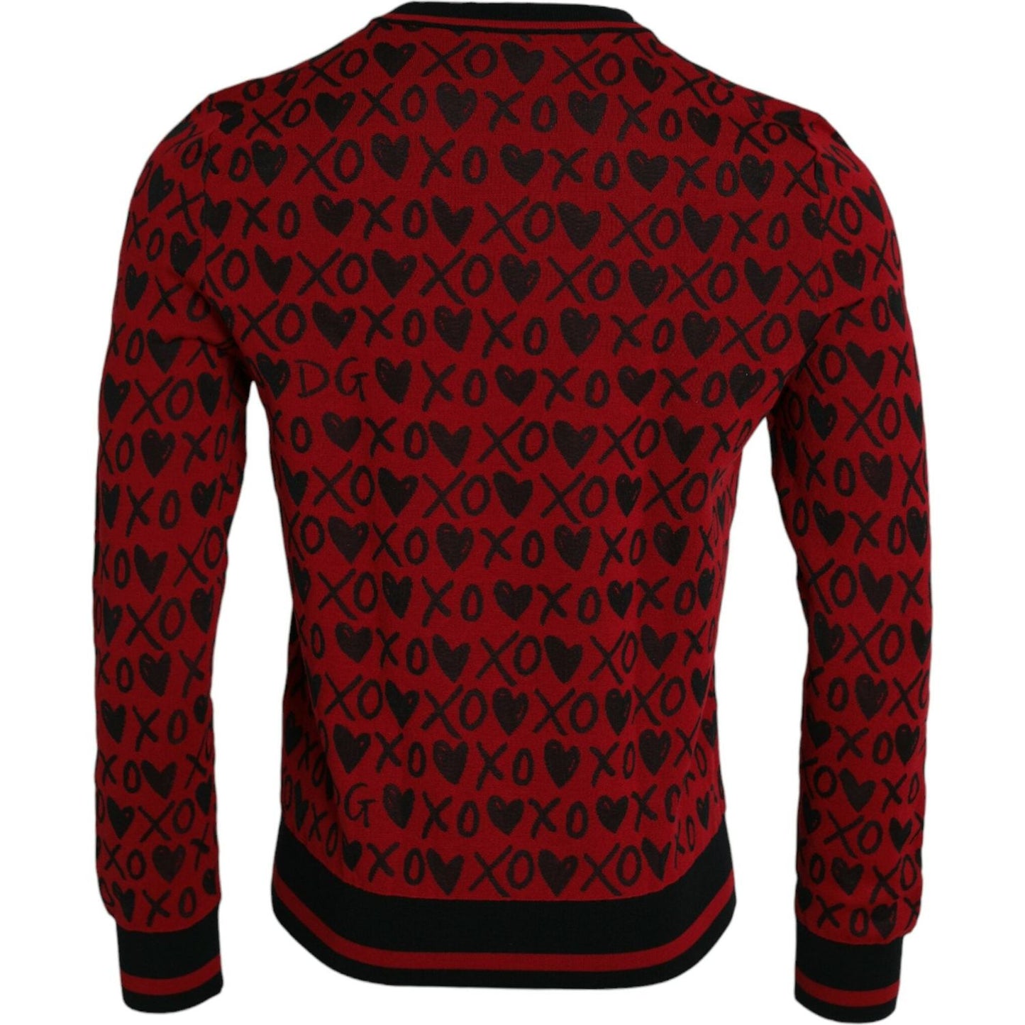 Dolce & Gabbana Red Black XOXO Crew Neck Pullover Sweater Dolce & Gabbana