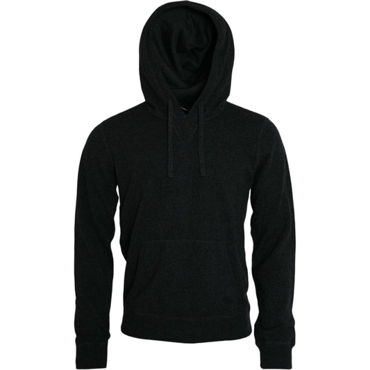 Dolce & Gabbana Dark Gray Cashmere Hooded Pullover Sweater Dolce & Gabbana