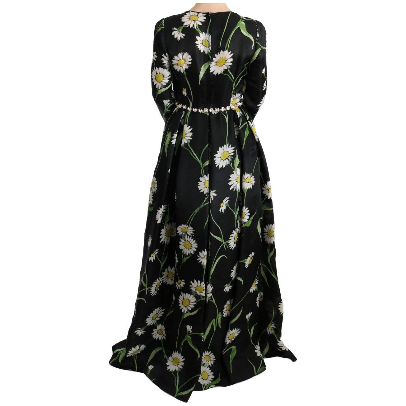 Dolce & Gabbana Elegant Sunflower Maxi Gown with Crystals Dolce & Gabbana