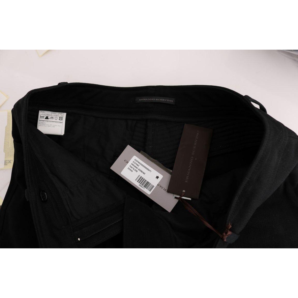 Ermanno Scervino Black Cotton Slim Fit Casual Pants Jeans & Pants