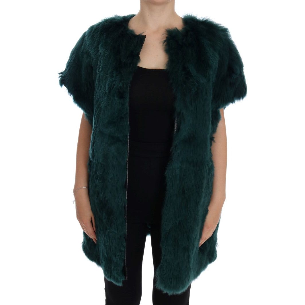 Dolce & Gabbana Exquisite Green Alpaca Fur Long Vest Dolce & Gabbana