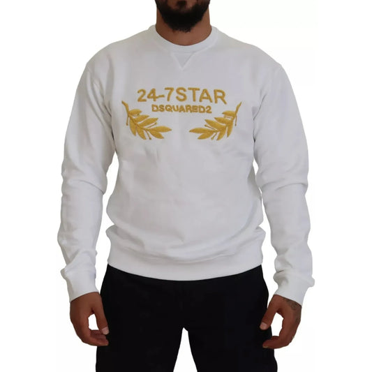 Dsquared² White Embroidered Crewneck Sweatshirt Sweater Dsquared²