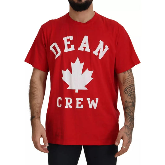 Dsquared² Red Printed Cotton Short Sleeves Crewneck T-shirt Dsquared²