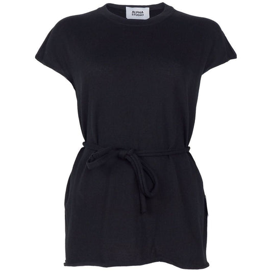 Alpha Studio Black Cotton Dress Alpha Studio