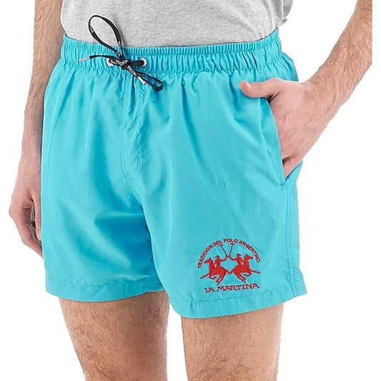 La Martina Light Blue Polyester Men Swimwear La Martina