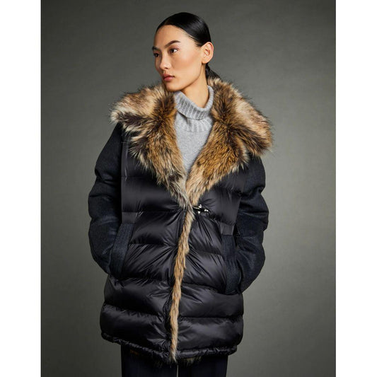 Fay Chic Quilted Down Jacket with Faux Fur Details Fay