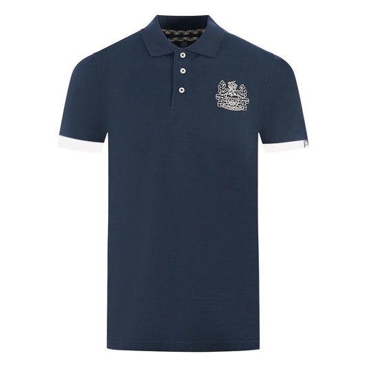 Aquascutum Elegant Cotton Polo with Contrast Logo Emblem Aquascutum